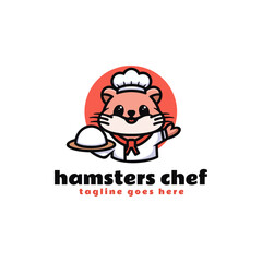 Vector Logo Illustration Hamsters Chef Mascot Cartoon Style.