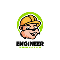 Vector Logo Illustration Engineer Mascot Cartoon Style.