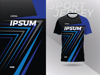 blue black shirt sport jersey mockup template design for soccer, football, racing, gaming, motocross, cycling, and running 