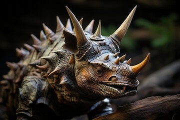 Close-Up of Styracosaurus, Natural light, Generative AI