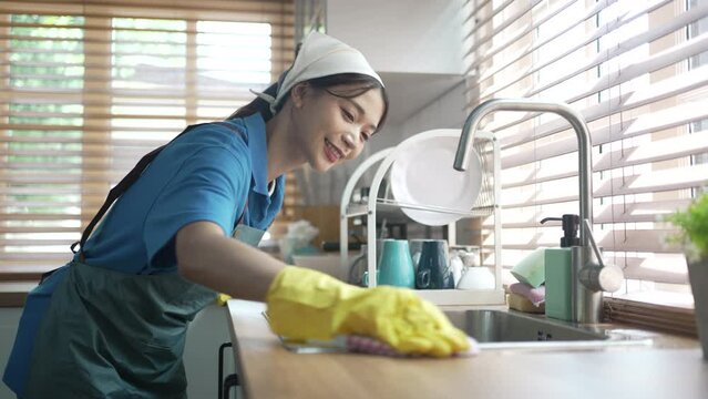 House keeper clean kitchen.