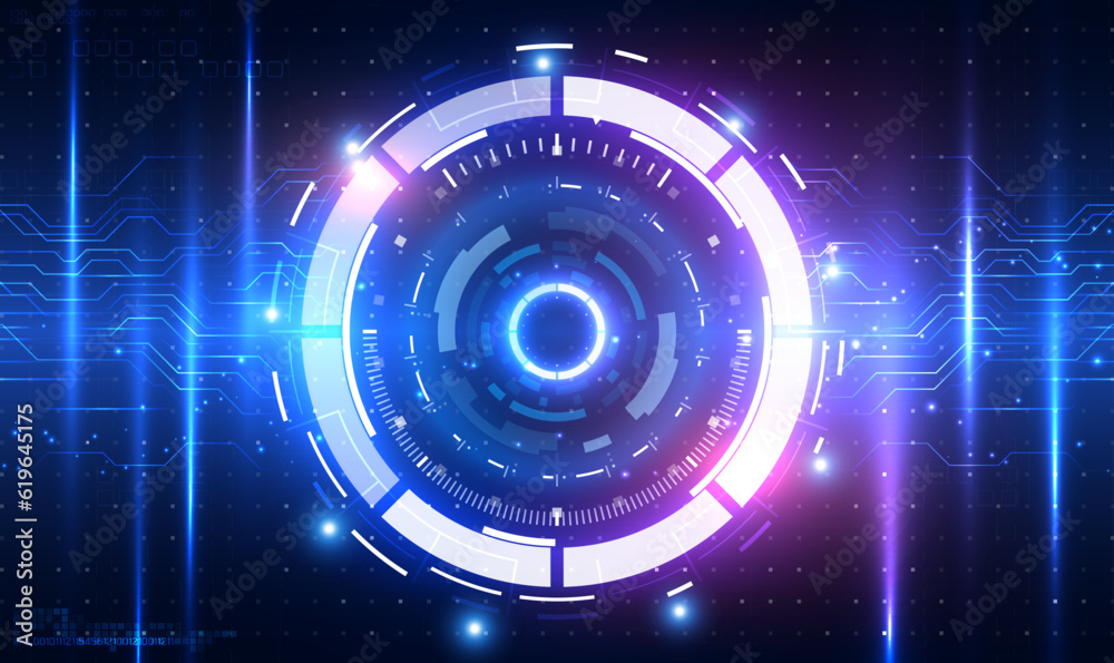 Poster futuristic sci-fi glowing hud frame. hologram hi-tech background. digital ai big data technology. vi