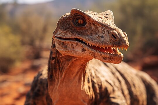 Close-Up of Rajasaurus, Natural light, Generative AI