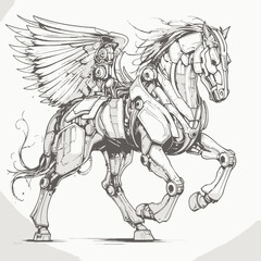 Fototapeta na wymiar horse drawn illustration