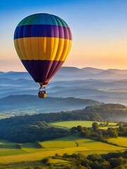 Fototapeta premium hot air balloon in the sky,balloon travel,hot air balloon in the mountains