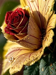 Intricate Harmonies: Stunning 3D Render of a Yellow and Red Rose (Generative AI)