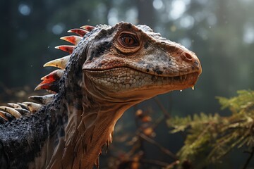 Fototapeta premium Close-Up of Qianzhousaurus, Natural light, Generative AI