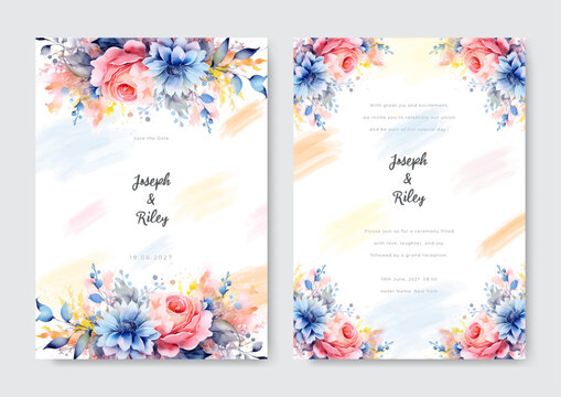 Abstract romantic wedding invitation template on a purple background vector banner poster template.