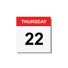 calender icon, 22 thursday icon with white background