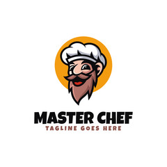 Vector Logo Illustration Master Chef Simple Mascot Style.