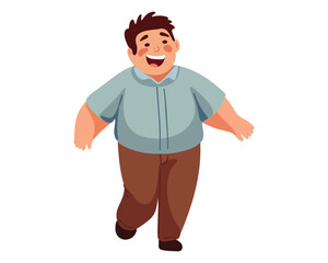 Happy fat boy  white background vector illustration