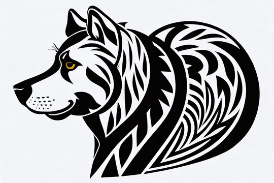 black and white dog illustration