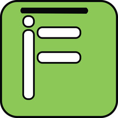 icon design symbolizing letter F on green background and square shape