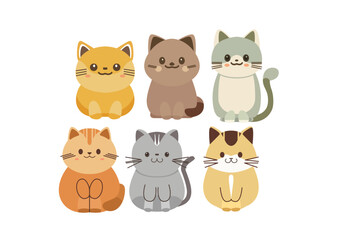 cute cat flat illustration colletion