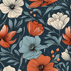 seamless pattern with flowers,design,blossom,AI generated