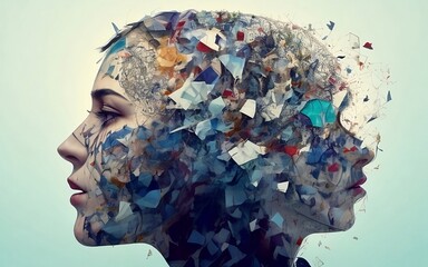 Understanding the Therapeutic Power of Art Mental Health and Fragmented Thoughts, generated by Ai - obrazy, fototapety, plakaty