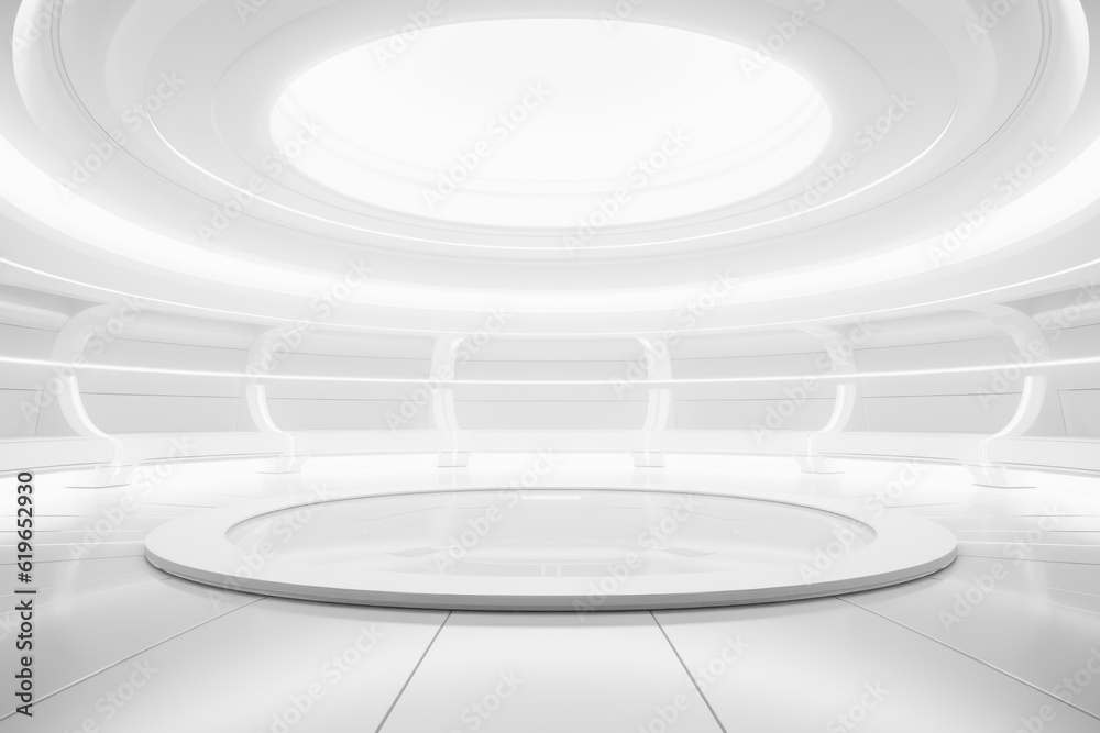 Aufkleber Minimalist round modern space showcase with empty space. Design for product presentation in trendy clean background, modern style. 3d render