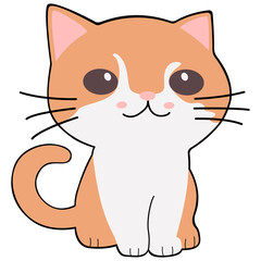 Cat clipart icon flat design on transparent background, animal isolated clipping path element