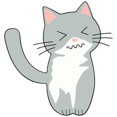 Cat clipart icon flat design on transparent background, animal isolated clipping path element