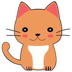 Cat clipart icon flat design on transparent background, animal isolated clipping path element