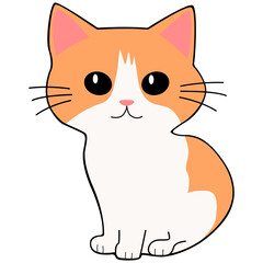 Cat clipart icon flat design on transparent background, animal isolated clipping path element