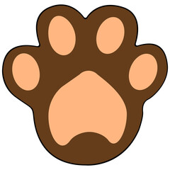 Cat paw clipart icon flat design on transparent background, animal isolated clipping path element