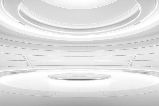Minimalist round modern space showcase with empty space. Design for product presentation in trendy clean background, modern style. 3d render