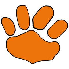 Tiger paw clipart icon flat design on transparent background, animal isolated clipping path element