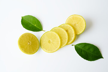 Lemon sliced isolated on white background.