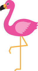 Pink Flamingo summer symbol cartoon style icon.