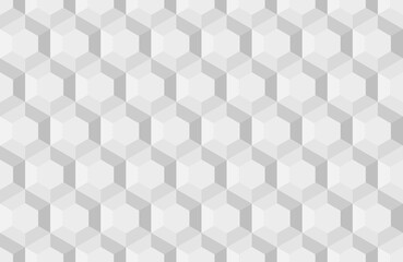3D grey hexagons abstract geometric seamless pattern. Vector Repeating Texture.