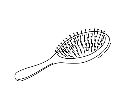 recommend clip art: Doodle hairbrush for styling vector doodle illustration. Comb hairdresser tool sketch isolated on white