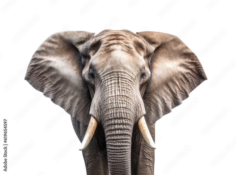 Wall mural portrait of an elephant isolated on transparent background