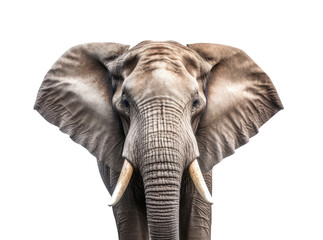 Portrait of an elephant isolated on transparent background