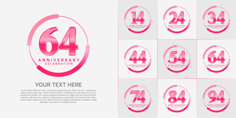 set of anniversary logo with pink number in circle can be use for celebration