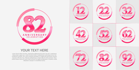 set of anniversary logo with pink number in circle can be use for celebration