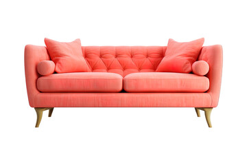 Sofa deco style in pink isolated on transparent background. Front view. Series of furniture