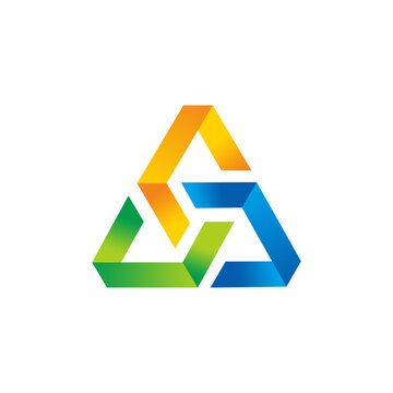 3d triangle colored business logo vector image