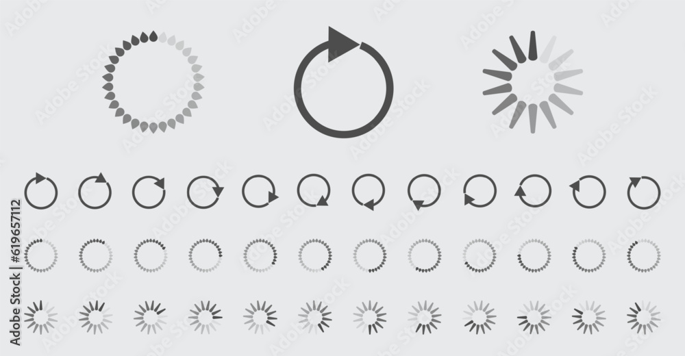 Fototapete circular loading buffering icons vector set video ready for animation gif all keyframes frames bufri