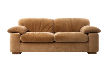 Sofa deco style in brown isolated on transparent background. Front view. Series of furniture