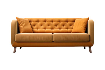 Sofa deco style in brown isolated on transparent background. Front view. Series of furniture