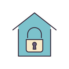 Quarantine related vector icon. Simple house icon with lock inside. Quarantine sign. Isolated on white background. Editable vector illustration