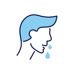 Runny nose related vector icon. Man head with dripping nose drops. Runny nose sign. Isolated on white background. Editable vector illustration