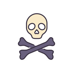 Skull and bones related vector icon. Symbol of death and pirates. Skull and bones sign. Isolated on white background. Editable vector illustration