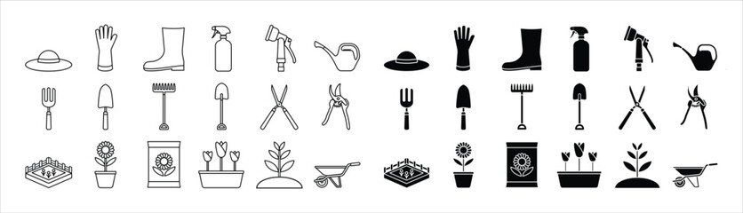 Gardening equipment collection icon vector illustration. © fajar