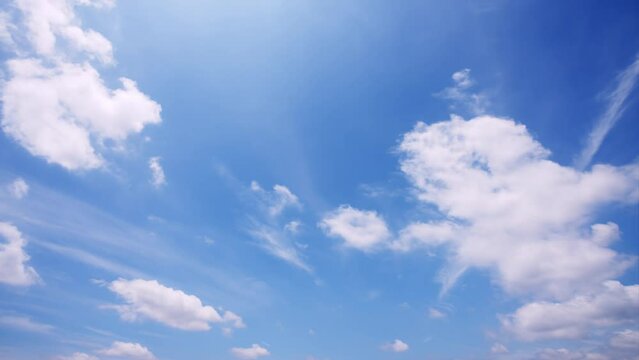 初夏の青空と白い雲のタイムラプス　4K UHD