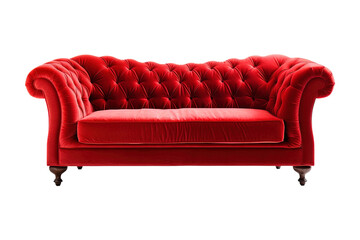 Sofa deco style in red isolated on transparent background. Front view. Series of furniture