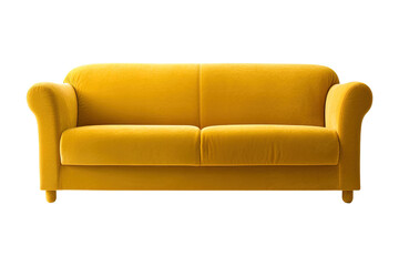 Sofa deco style in yellow isolated on transparent background. Front view. Series of furniture
