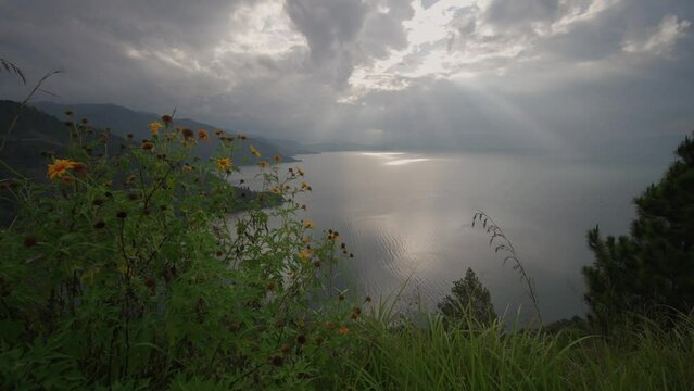 Danau Toba view from Tarabunga Hill - a Large Natural Lake in North Sumatra, Indonesia, Occupying The Caldera of a Supervolcano