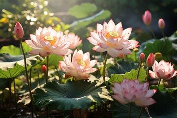 Fototapeta na wymiar Photograph Of Lotus Natural Light, Generative AI